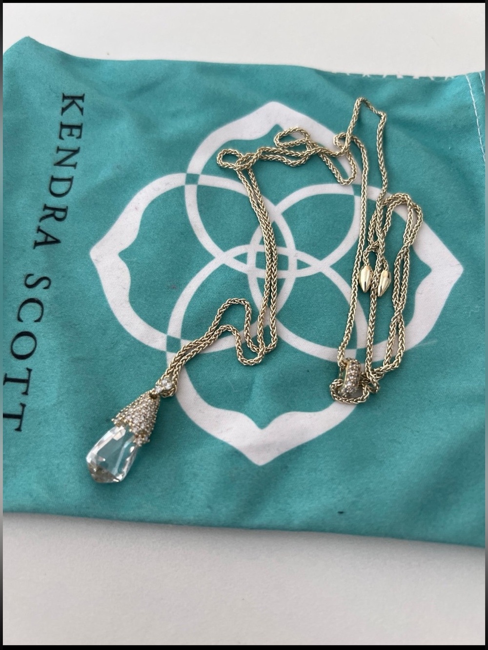 Kendra Scott Silver Necklace with Teardrop Pendant